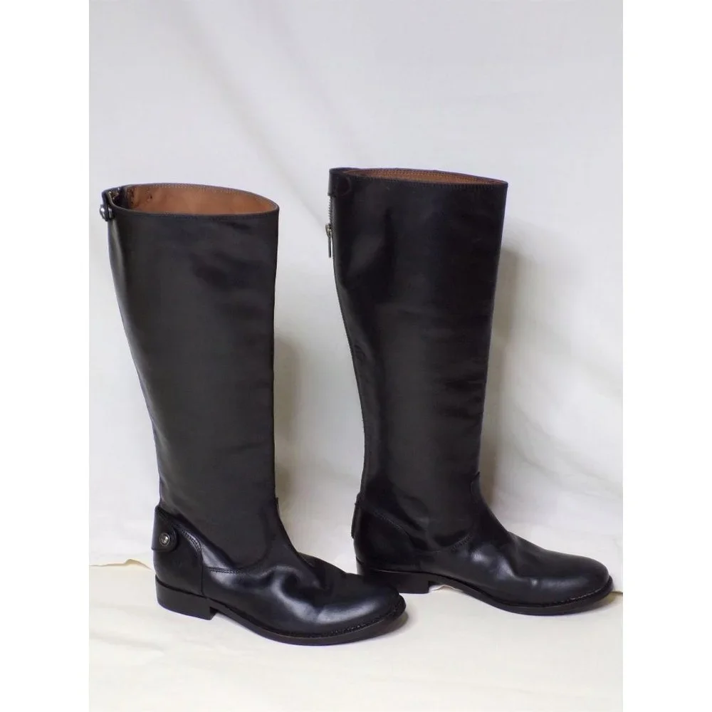 FRYE Melissa Button Zip Back Knee High Riding Boot Black 6 NEW - Picture 5 of 12